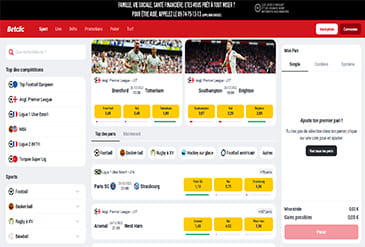 Aperçu page d’accueil Betclic