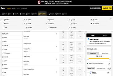 Aperçu des sports sur Bwin