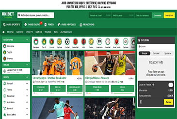 Aperçu page d’accueil Unibet