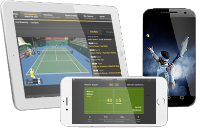 Les marchés de tennis de Unibet sur divers appareils mobiles.