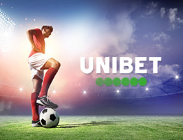 Une scène de football et un logo Unibet